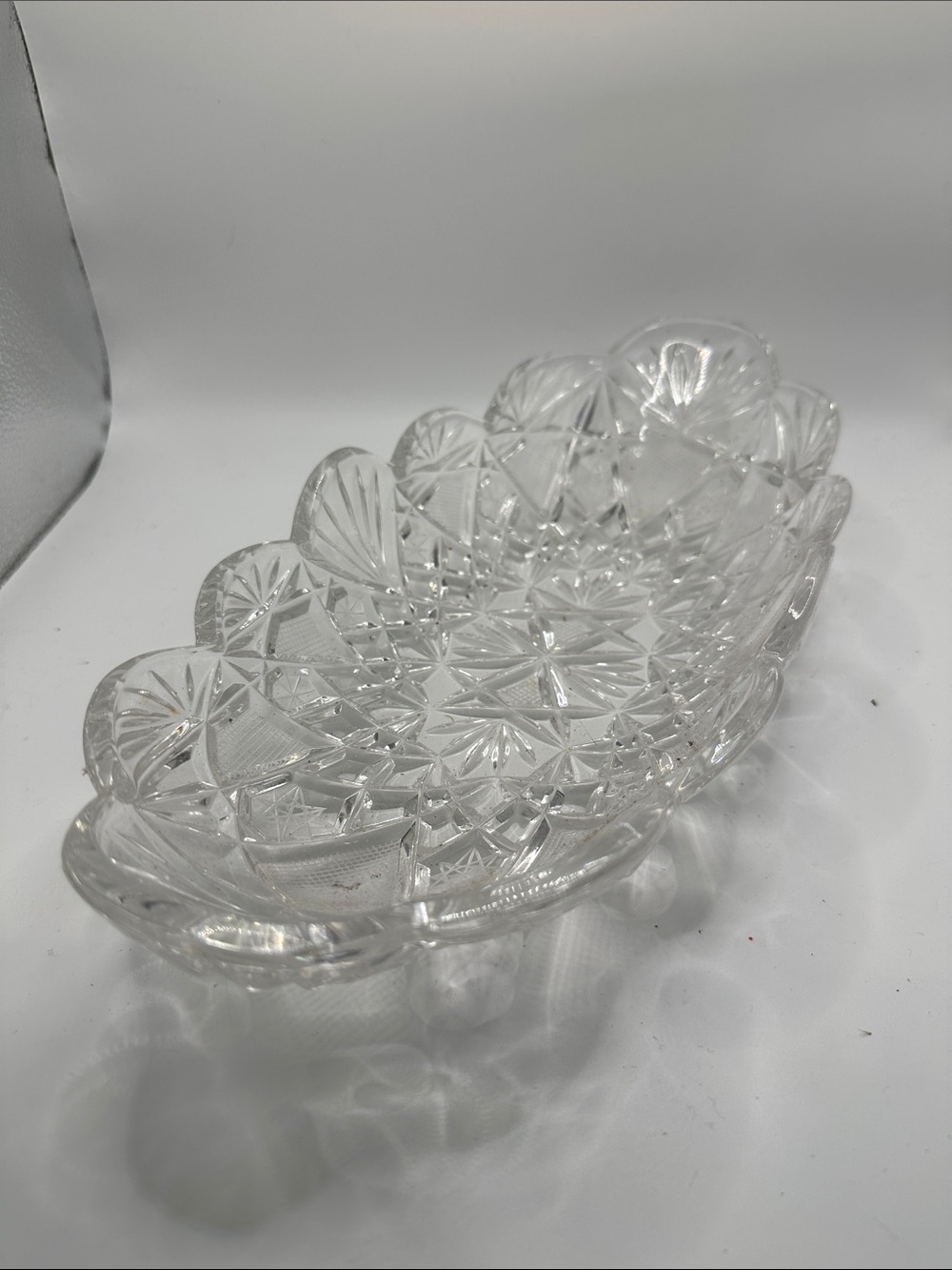 13" Antique ABP American Brilliant Cut Clear Crystal Ice Cream Tray